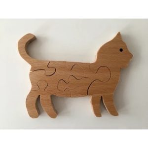 Ahşap Yapboz Kedi Figürü